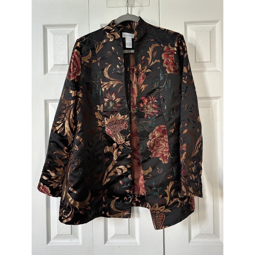 Soft Surroundings Women's Kimono Moon Dynasty Brocade Asian Jacket Floral M
